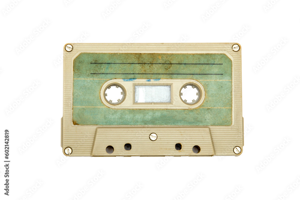 Vintage audio cassette isolated on transparent background