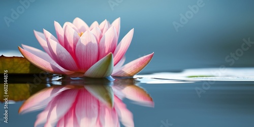 Zen lotus flower on water, meditation and spirituality concept, illustration generative ai