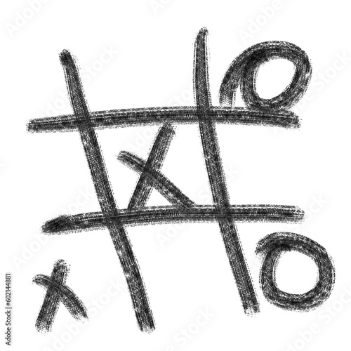 Tic-tac-toe game drawn with a marker on a white background.