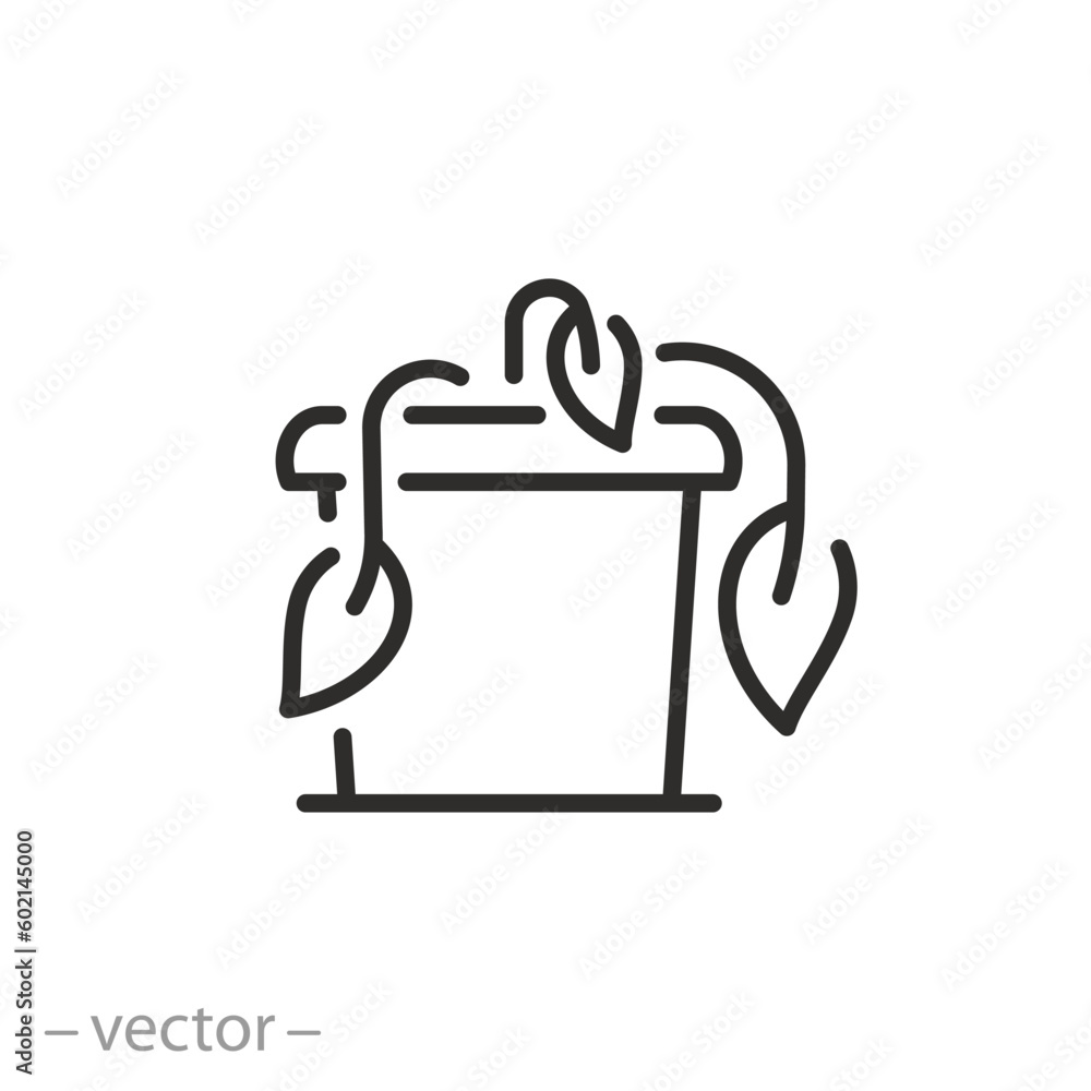 withered plant icon, dead potted flower, priming drought, thin line symbol - editable stroke vector illustration withered plant icon, dead potted flower, priming drought, thin line symbol - editable stroke vector illustration
