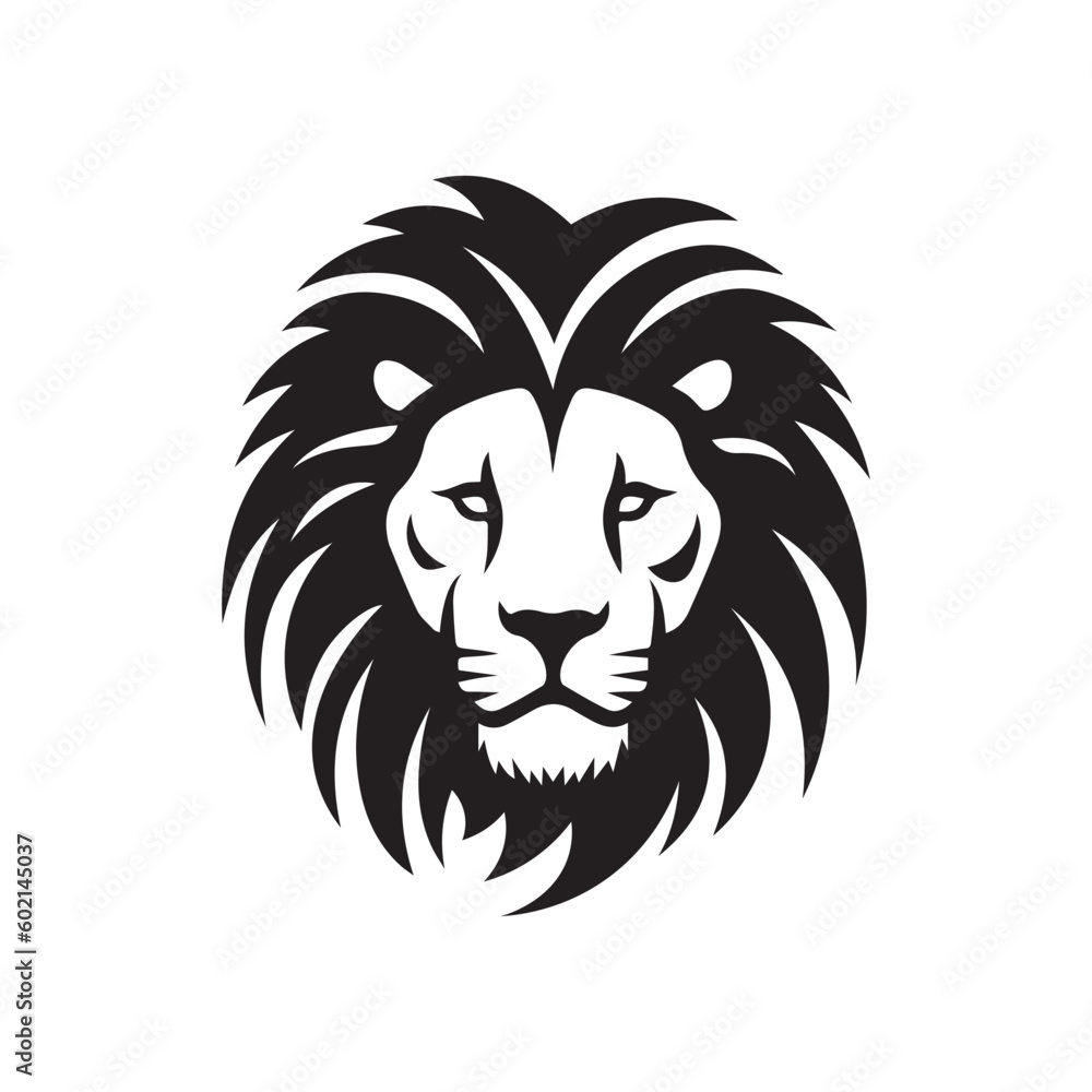 lion head illustration vector black silhouette