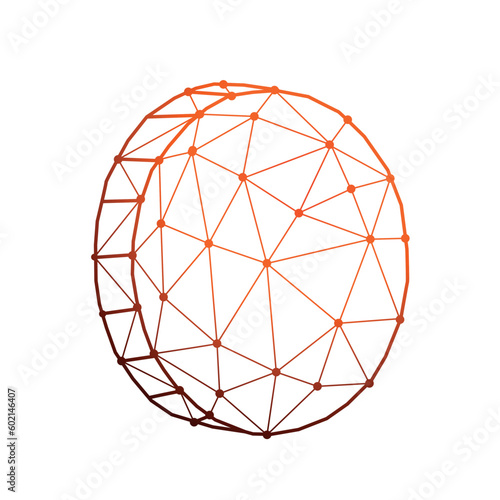 Coin polygonal vector illustration isolated on white background.