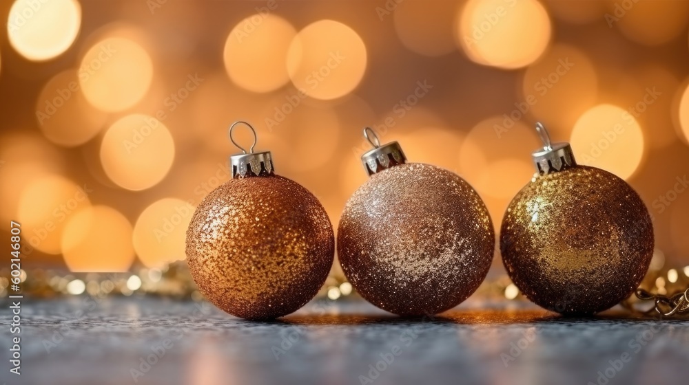 Christmas background with glitter balls. Illustration AI Generative. Christmas background with glitter balls. Illustration AI Generative.