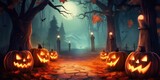 Spooky dark Halloween background. Illustration AI Generative