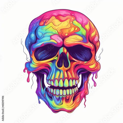 Colorful Laughing Skull Illustration for Fun Designs, Generative AI