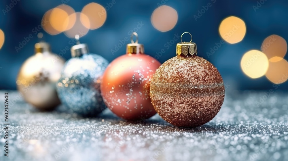 Christmas background with glitter balls. Illustration AI Generative. Christmas background with glitter balls. Illustration AI Generative.