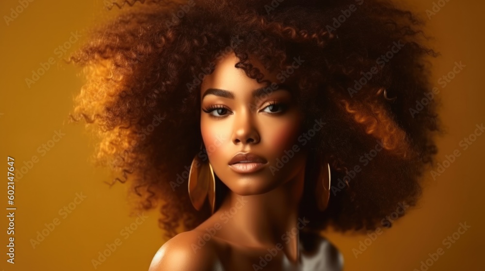 Beauty portrait of African American girl with afro hair. Illustration AI Generative Beauty portrait of African American girl with afro hair. Illustration AI Generative
