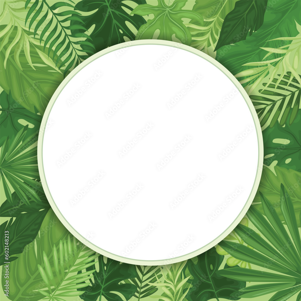 Tropical leaves in a round frame. Tropical leaves in a round frame.