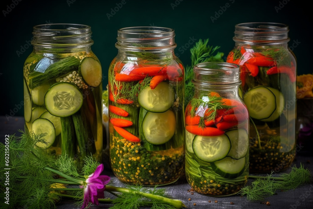 Pickled cucumbers in glass jars Pickled cucumbers in glass jars