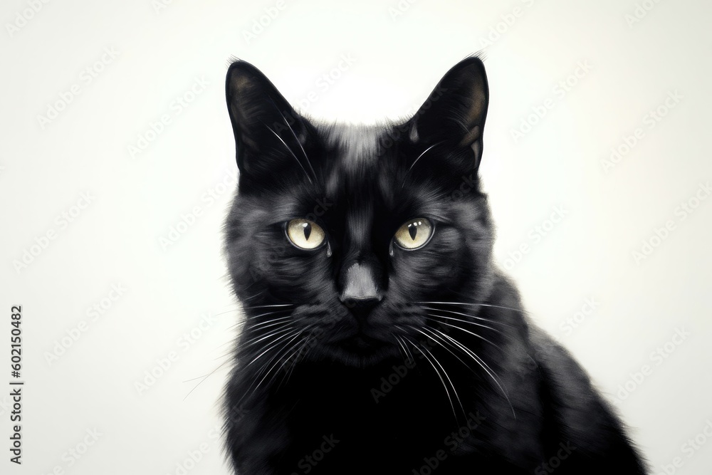 Black cat on white background. Generative AI Black cat on white background. Generative AI