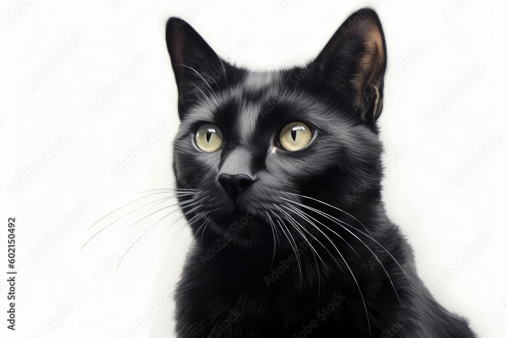 Black cat on white background. Generative AI