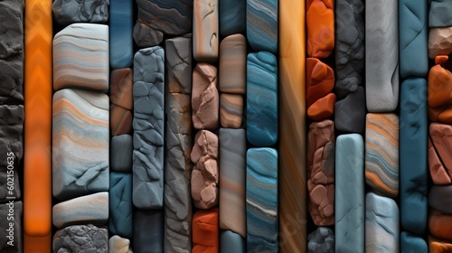 A collection of rocks in different colors in the style of grid-like structures made with Ai generative technology