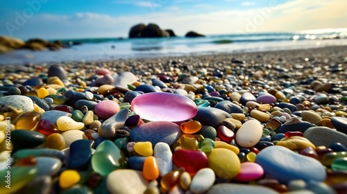 Pebbles on the beach made with AI generative technology