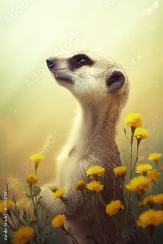 Meerkat with flowers