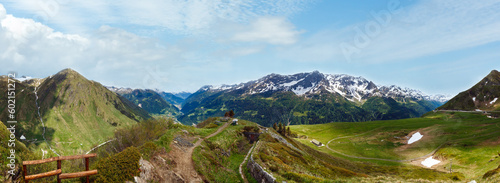 Summer Alps mountain panorama from pass Passo del San Gottardo (Switzerland).