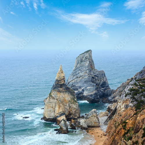 Atlantic ocean coast - granite boulders and sea cliffs. View from Cape Roca (Cabo da Roca), Portugal.