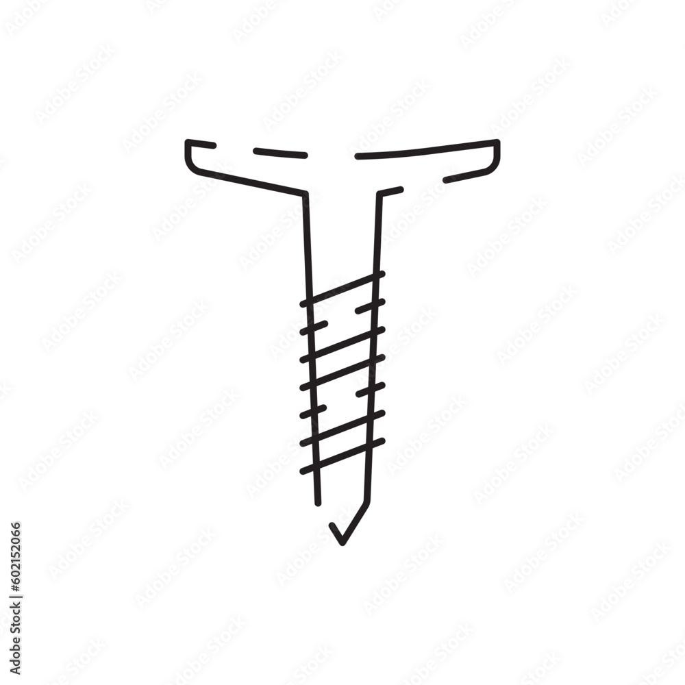 Screw construction and Tools outline icon vector Screw construction and Tools outline icon vector