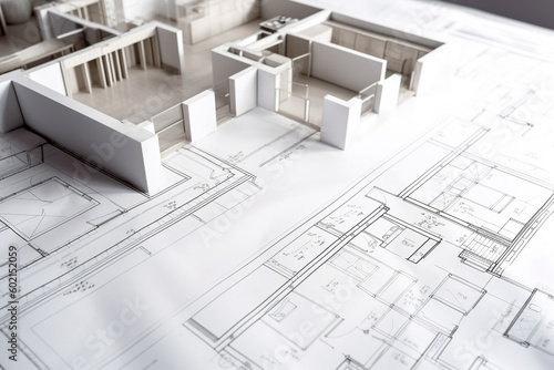 building project plan blueprint of a modern house design