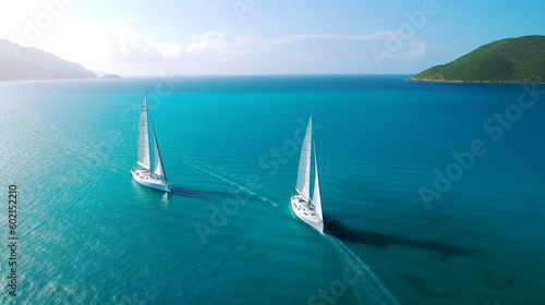 Ocean with sailboats
