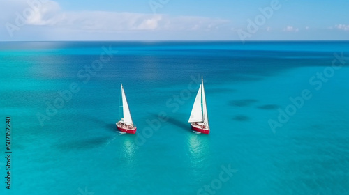 Vast ocean with 2 sailboats