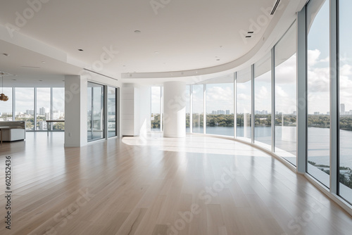 large bright open living space, large glass doors living space 