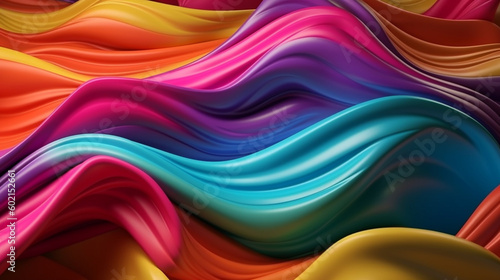 Abstract Background with 3D Wave Bright rainbow Gradient