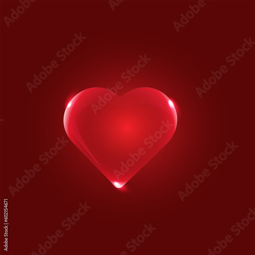 Card with glass heart and dark background