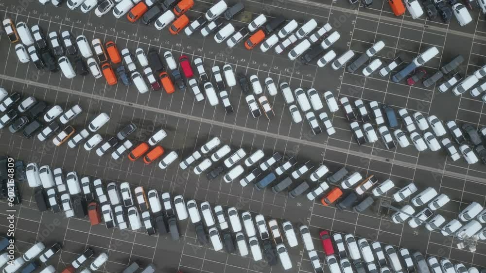 Car parking at the port. Delivery of cars by ship Car parking at the port. Delivery of cars by ship
