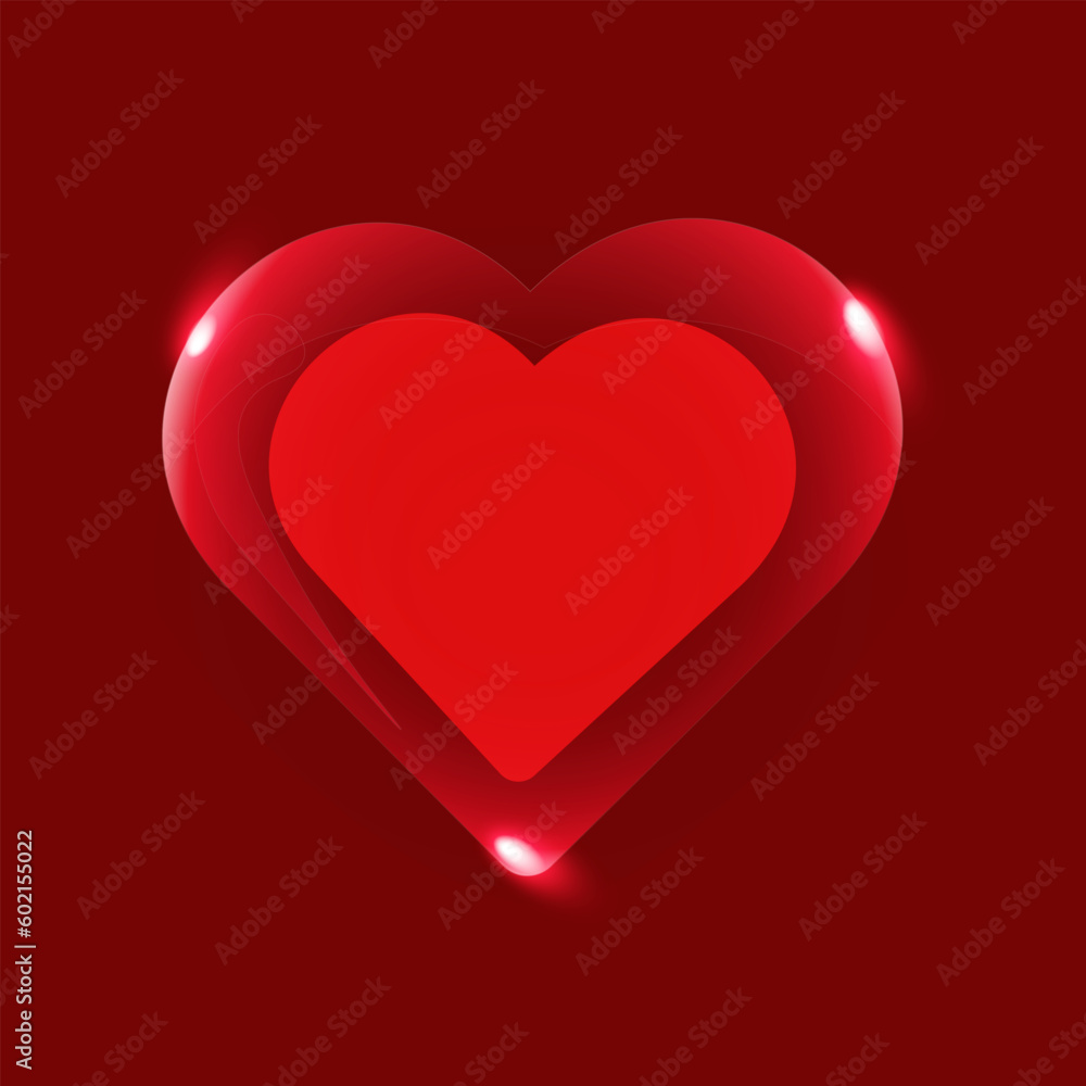 
Card with glass heart and dark background