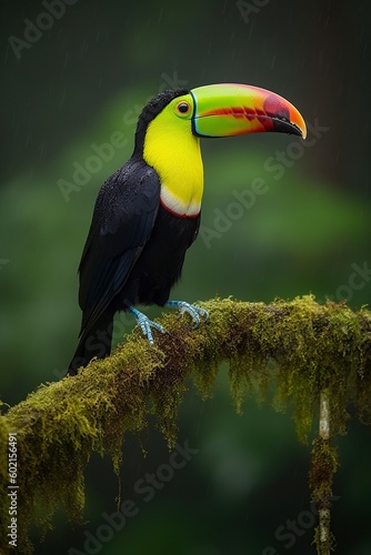 illustration, cute toucan on the branch, ai generative.
