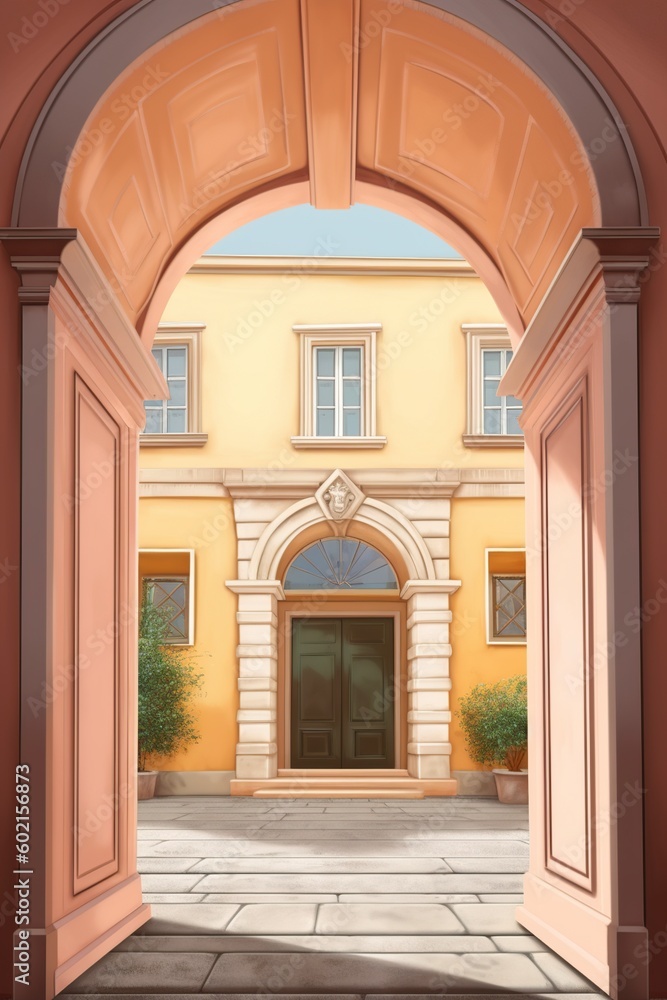 illustration, entrance arch to the house, generative ai.