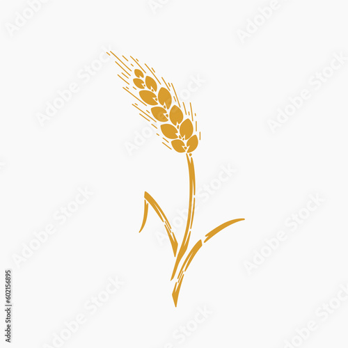 Vector Ear of Wheat, Grain Spikes, Barley or Rye icon. Great for Bread Packaging, Beer labels etc.