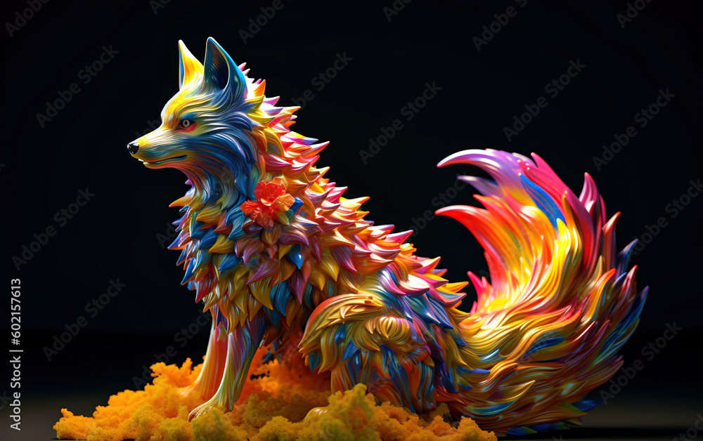 Psychedelic Abstract Fox. Generated by Midjourney AI (Vers 5.1)