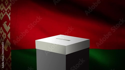 Casting vote into the ballot box during Belarus election photo