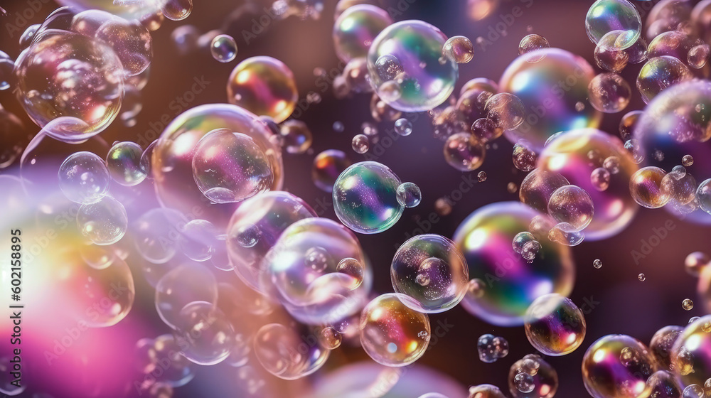 Soap bubbles background, generative ai