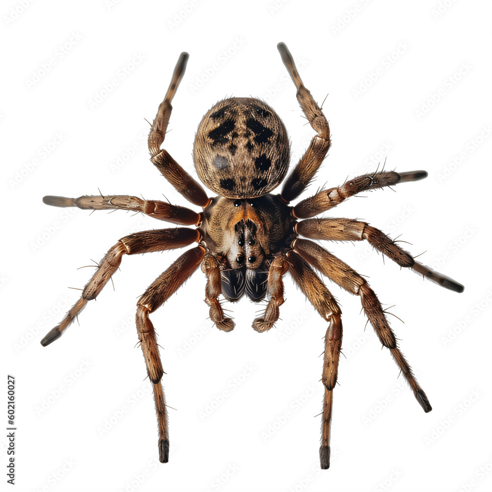 A close up of a spider isolated on a transparent background PNG Generative Ai