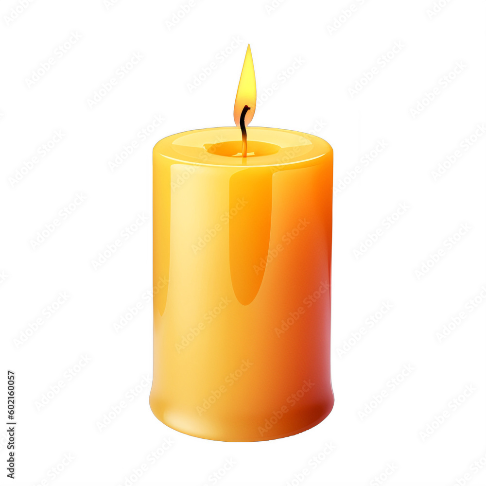 A lit yellow candle isolated on a transparent background PNG Generative Ai A lit yellow candle isolated on a transparent background PNG Generative Ai