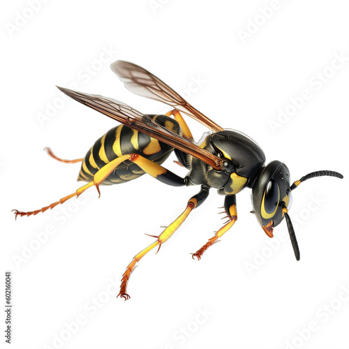 A yellow and black wasp isolated on a transparent background PNG Generative Ai © Eduardo