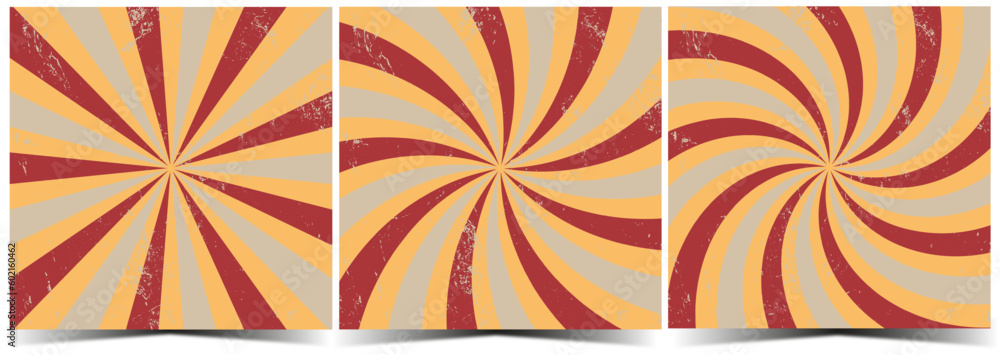 3 in 1. 3 in 1. Retro rays of circus, and carnival performances in vector red and yellow 
