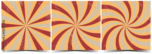 3 in 1. 3 in 1. Retro rays of circus  and carnival performances in vector red and yellow 