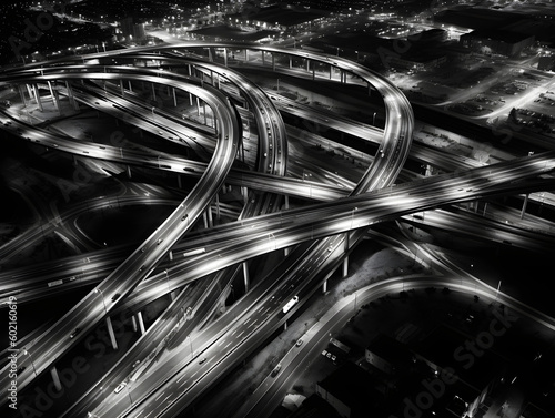 Highway Interchange at Dusk - A Frenzied, Noisy and Labyrinthine View photo