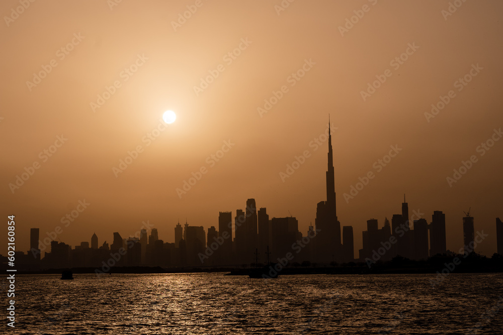 Fototapeta premium Dubai City skyline at sunset