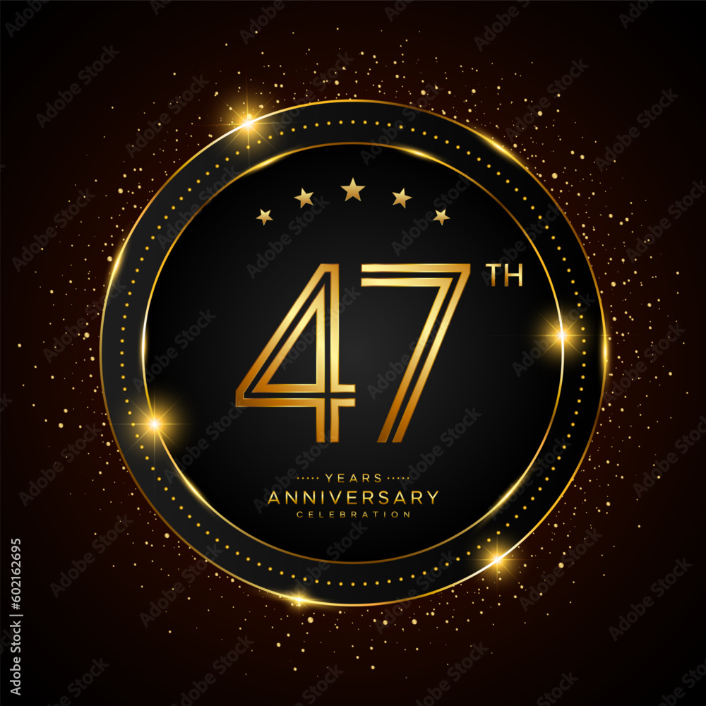 47th anniversary logo with golden color double line style 47th anniversary logo with golden color double line style