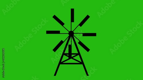 video animation black icon silhouette of a windmill