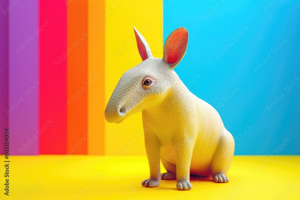AArdvark or Orycteropus on a brightly colored background, burrowing ...