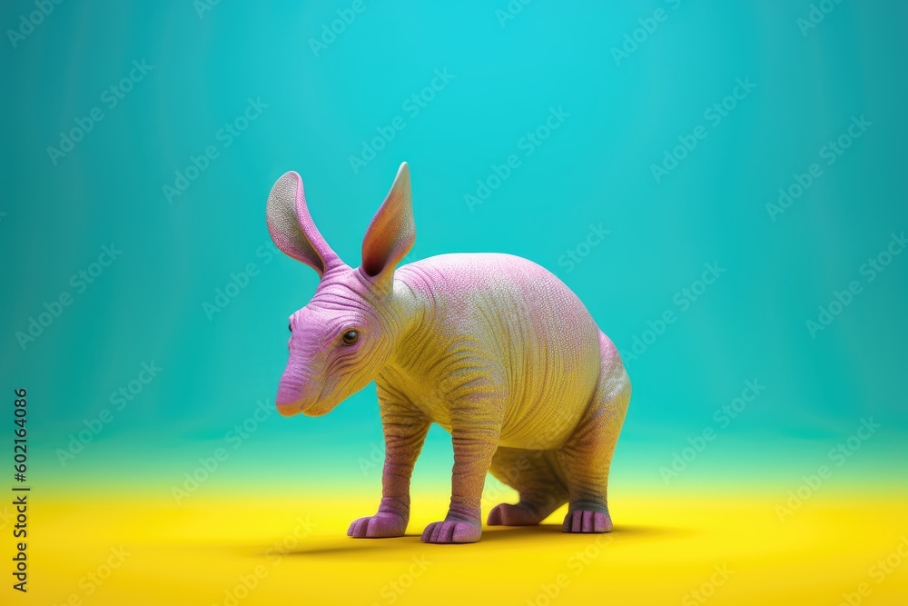 AArdvark or Orycteropus on a brightly colored background, burrowing ...