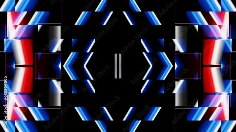 Abstract blinking blue and red neon arrows visualizer dj loop animation