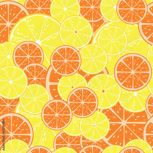 Orange - lemon seamless pattern.