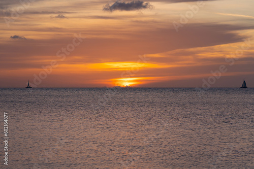 The majestic sunset at Paradise Island in the Bahamas © yobab