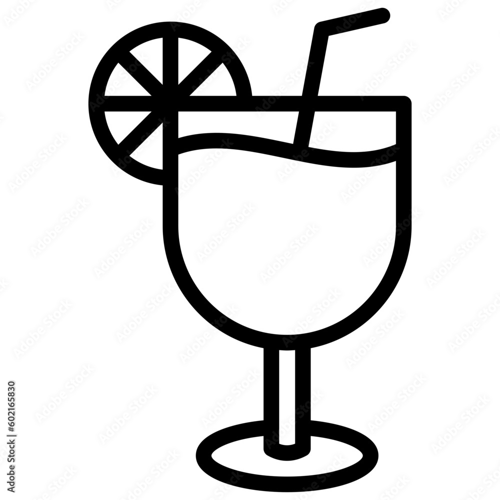 cocktail icon illustration design with outline